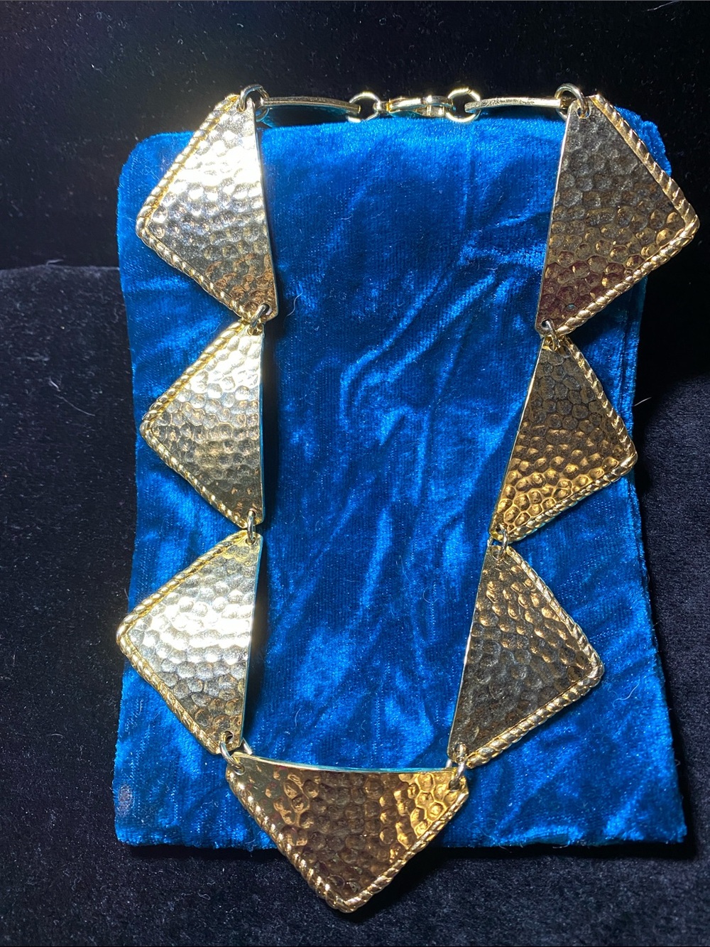 Vintage Gold tone Triangle Geometric Retro Art Deco Bold ChokerStatement Necklac